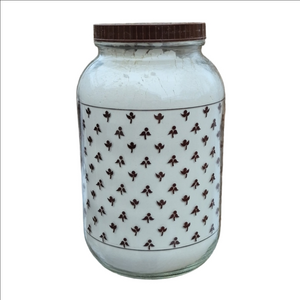 Vintage Large Canister Brown And Clear Flour Inside Not Included